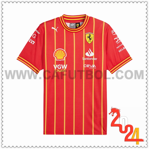 Camiseta de manga corta F1 Scuderia Ferrari Team (LECLERC #16) Rojo/Amarillo 2024