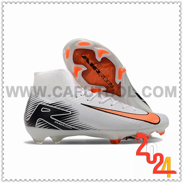 Nike Zapatos Futbol Air Zoom Mercurial Superfly IIX Elite FG Blanco/Negro/Naranja -02