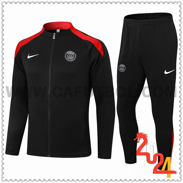 Chandal Chaquetas Futbol PSG Negro/Rojo 2024 2025