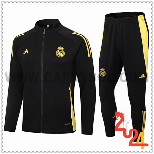 Chandal Chaquetas Futbol Real Madrid Negro/Amarillo 2024 2025