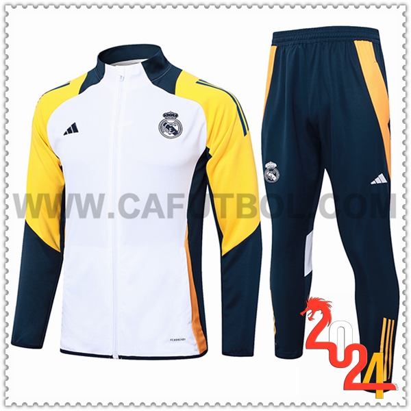 Chandal Chaquetas Futbol Real Madrid Blanco/Amarillo/Azul 2024 2025