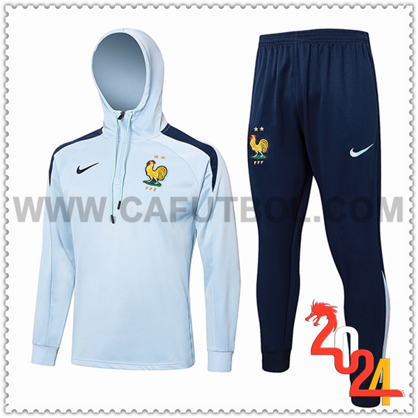Chaqueta Con Capucha Chandal Rompevientos Francia Azul Claro 2024 2025