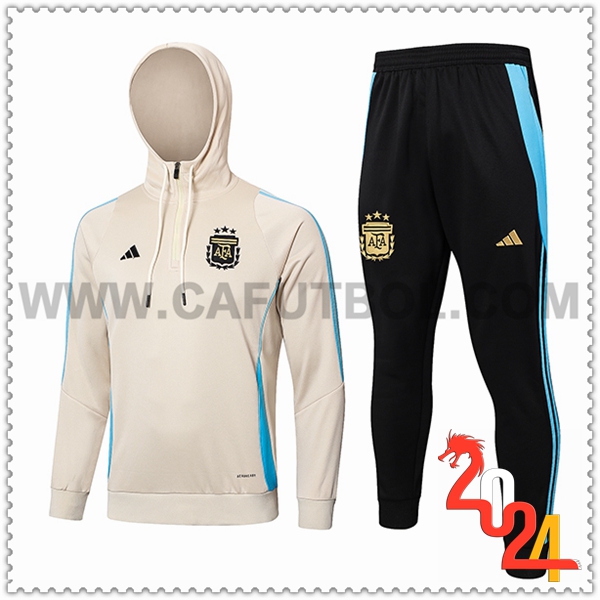 Chaqueta Con Capucha Chandal Rompevientos Argentina Beige/Azul 2024 2025
