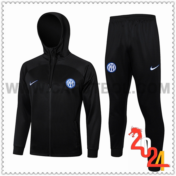 Chaqueta Con Capucha Chandal Rompevientos Inter Milan Negro 2024 2025