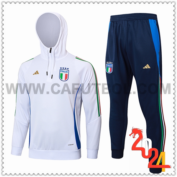 Chaqueta Con Capucha Chandal Rompevientos Italia Blanco/Azul 2024 2025