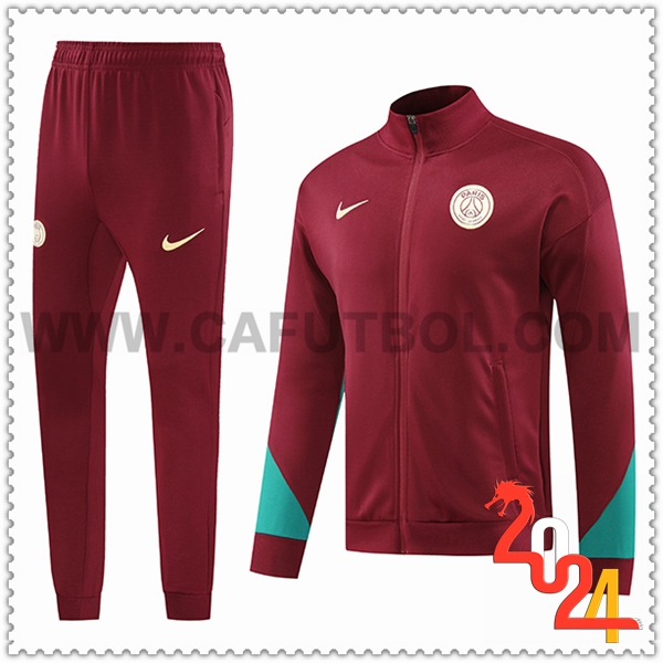 Chandal Chaquetas Futbol PSG Rojo/Verde 2024 2025