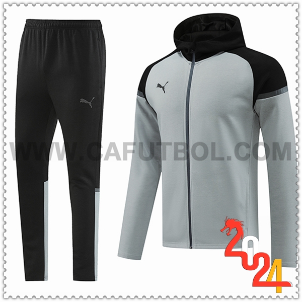 Chaqueta Con Capucha Chandal Rompevientos PUMA Gris/Negro 2024 2025