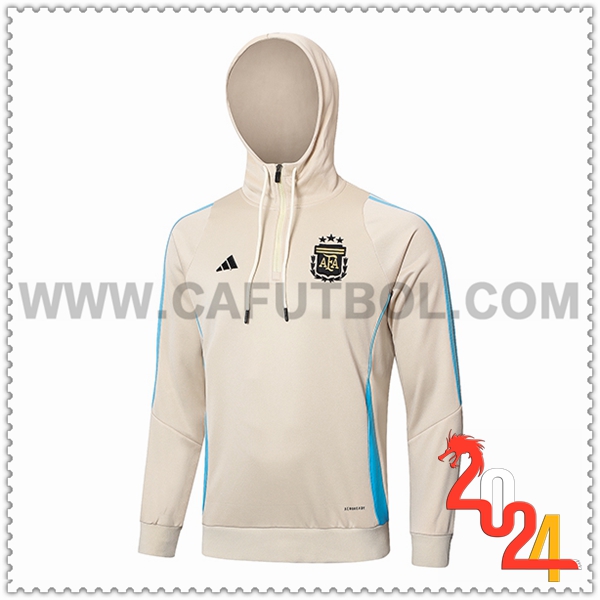 Chaqueta Con Capucha Argentina Beige/Azul 2024 2025