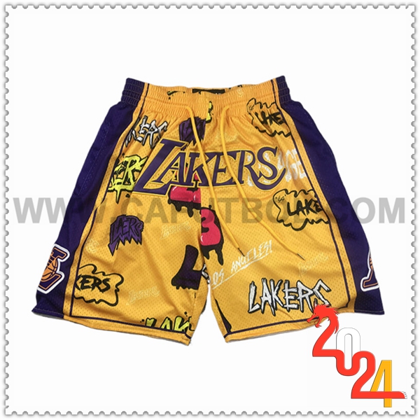 Cortos NBA Los Angeles Lakers 2024/25 Amarillo/Violeta -02