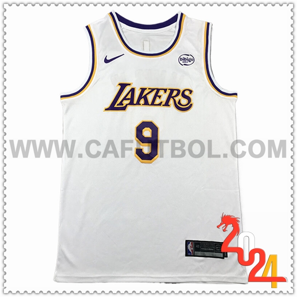 Camisetas Los Angeles Lakers (JAMES JR. #9) 2024/25 Blanco/Violeta/Amarillo
