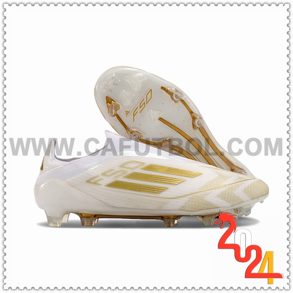 Adidas Botas De Fútbol F50 Elite Laceless FG Blanco/Amarillo