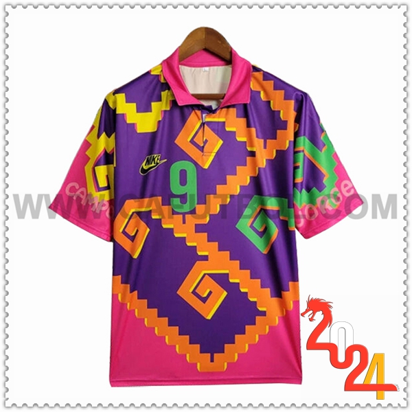 Camiseta Retro Portero Mexico Purpura/Rosa