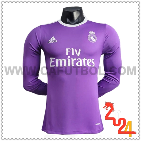 Segunda Camiseta Retro Real Madrid Mangas largas 2014/2015