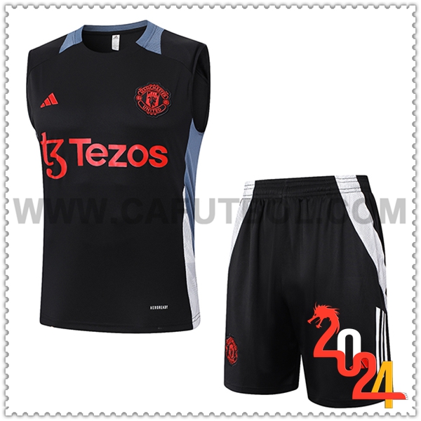 Camiseta Entrenamiento sin mangas Manchester United Negro 2024 2025