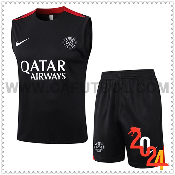 Camiseta Entrenamiento sin mangas PSG Negro/Rojo 2024 2025 -02