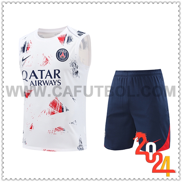 Camiseta Entrenamiento sin mangas PSG Blanco/Azul/Rojo 2024 2025
