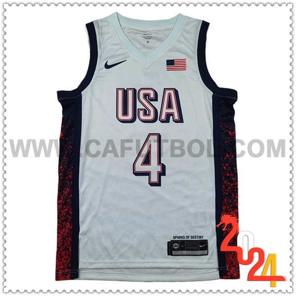 Camisetas De Futbol USA (CURRY #4) 2024/25 Blanco/Negro/Rojo