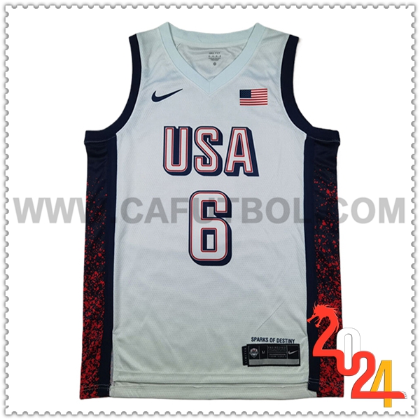 Camisetas De Futbol USA (JAMES #6) 2024/25 Blanco/Negro/Rojo