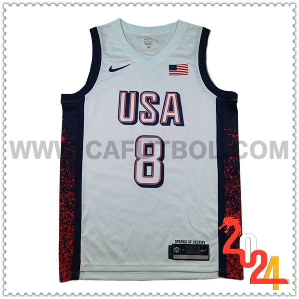 Camisetas De Futbol USA (LEONARD #8) 2024/25 Blanco/Negro/Rojo