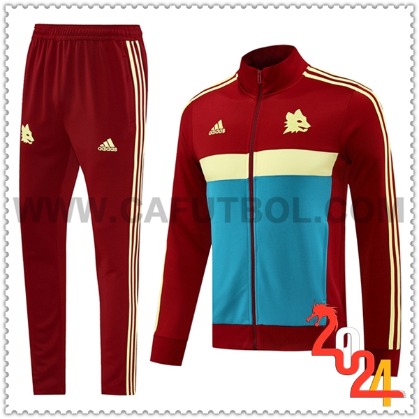 Chandal Chaquetas Futbol AS Roma Rojo/Azul/Amarillo 2024 2025