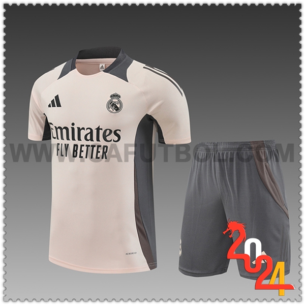 Camiseta Entrenamiento Real Madrid Ninos Beige/Gris 2024 2025
