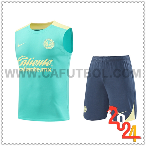 Camiseta Entrenamiento sin mangas Club America Verde/Amarillo 2024 2025