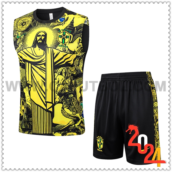 Camiseta Entrenamiento sin mangas Brasil Amarillo/Negro 2024 2025