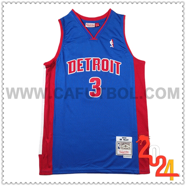 Camisetas De Futbol Detroit Pistons (WALLACE #3) 2024/25 Azul/Rojo