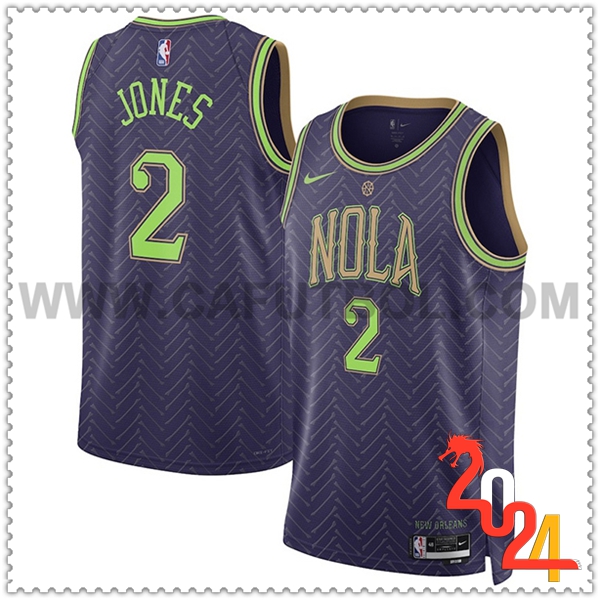 Camisetas De Futbol New Orleans Pelicans (JONES #2) 2024/25 Violeta/Verde
