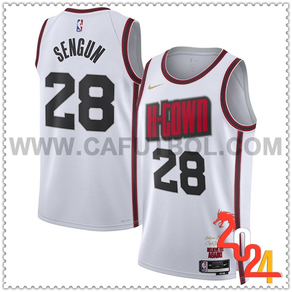 Camisetas De Futbol Houston Rockets (SENGUN #28) 2024/25 Blanco/Rojo/Negro