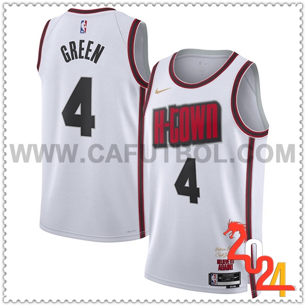 Camisetas De Futbol Houston Rockets (GREEN #4) 2024/25 Blanco/Rojo/Negro