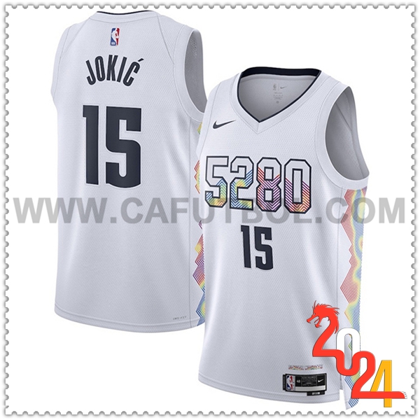 Camisetas De Futbol Denver Nuggets (JOKIC #15) 2024/25 Blanco/Negro