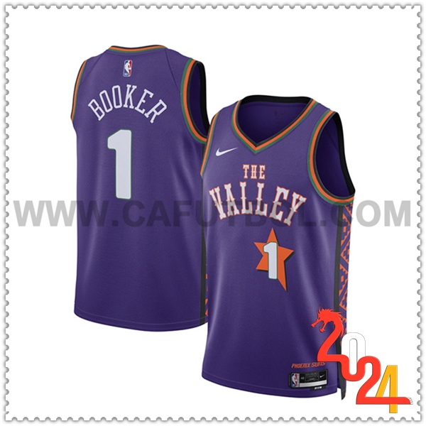 Camisetas De Futbol Phoenix Suns (BOOKER #1) 2024/25 Violeta/Blanco