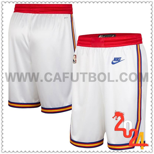Cortos NBA Golden State Warriors 2024/25 Blanco/Rojo