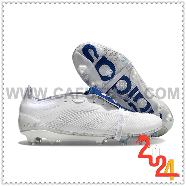 Adidas Zapatos de Futbol Predator Elite Tongue FG Blanco/Azul