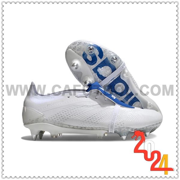 Adidas Zapatos de Futbol Predator Elite Tongue SG Blanco/Azul