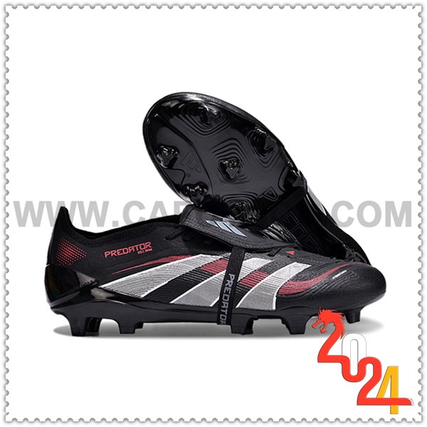 Adidas Zapatos de Futbol 25 Predator Elite Tongue FG Negro/Gris/Rojo
