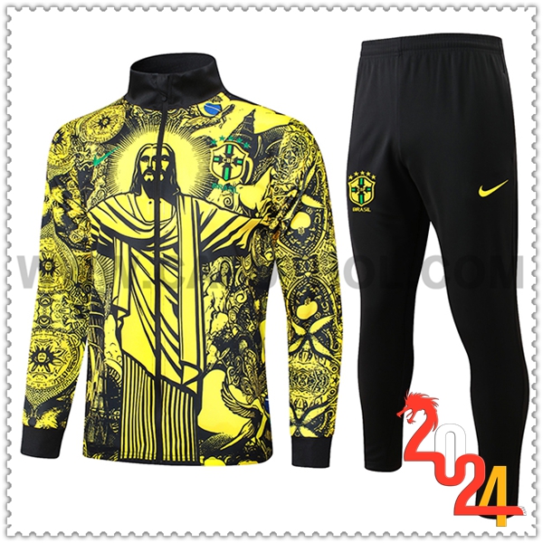 Chandal Futbol Chaquetas Brasil Amarillo/Negro 2024 2025