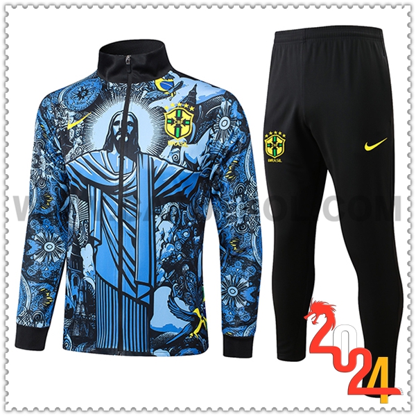Chandal Futbol Chaquetas Brasil Azul/Negro 2024 2025