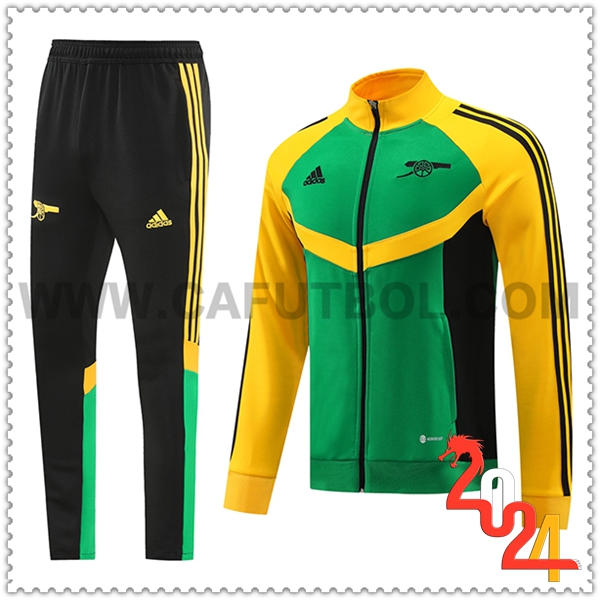 Chandal Futbol Chaquetas Arsenal Verde/Amarillo/Negro 2024 2025
