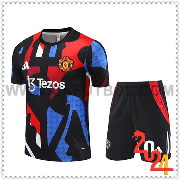 Camiseta Entrenamiento Manchester United Negro/Azul/Rojo 2024 2025