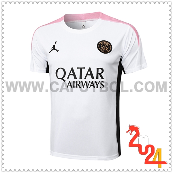 Camiseta Entrenamiento PSG Blanco/Negro/Rosa 2024 2025