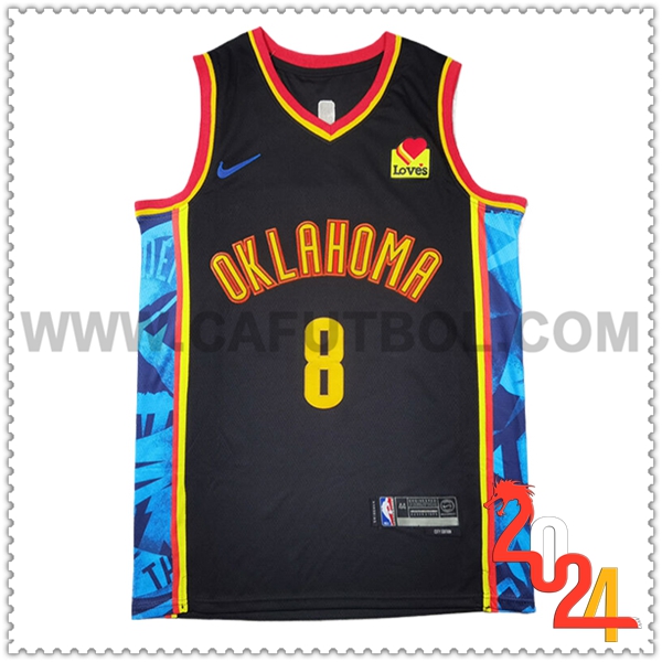 Camisetas NBA Oklahoma City Thunder (WILLIAMS #8) 2024/25 Negro/Amarillo/Azul