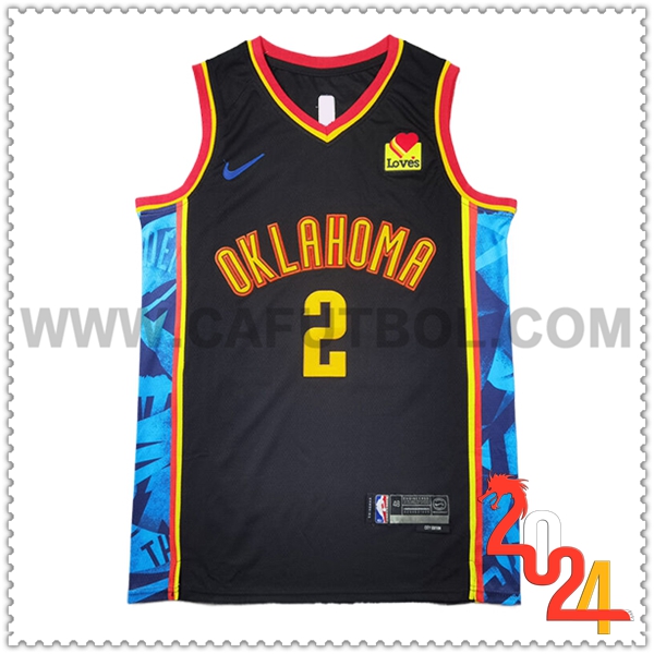 Camisetas NBA Oklahoma City Thunder (GIL GEOUS-ALEXANDER #2) 2024/25 Negro/Amarillo/Azul