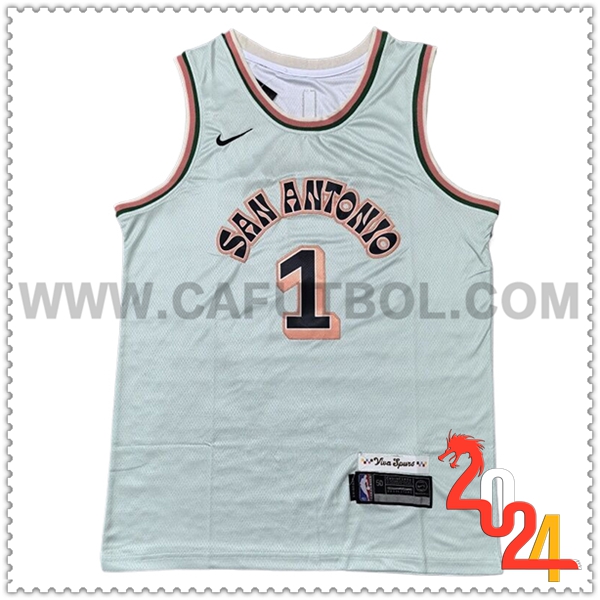 Camisetas NBA San Antonio Spurs (WEMBANYAMA #1) 2024/25 Blanco/Naranja/Negro