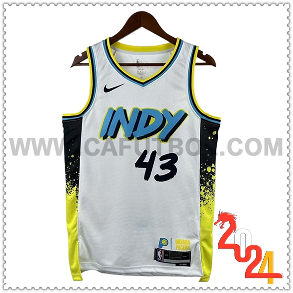 Camisetas NBA Indiana Pacers (SIAKAM #43) 2024/25 Blanco/Amarillo/Negro/Azul