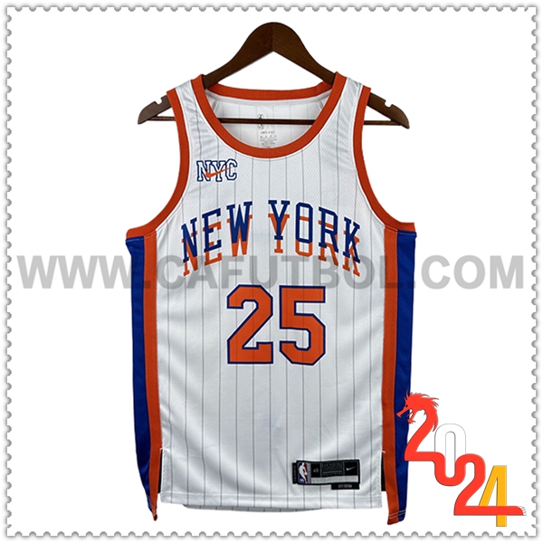 Camisetas NBA New York Knicks (BRIDGES #25) 2024/25 Blanco/Naranja -02
