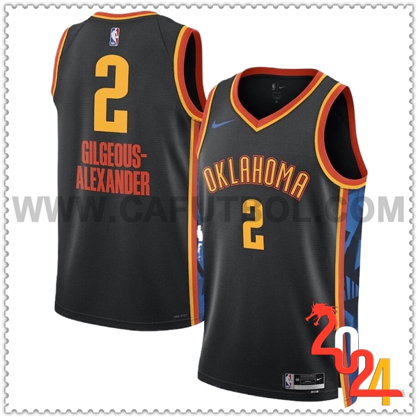 Camisetas NBA Oklahoma City Thunder (GILGEOUS-ALEXANDER #2) 2024/25 Negro/Naranja/Azul