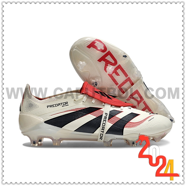 Adidas Zapatos de Futbol 25 Predator Elite Tongue FG Blanco/Negro/Rojo -02