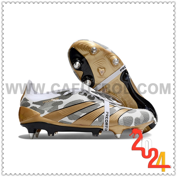 Adidas Zapatos de Futbol Predator Elite Tongue SG Blanco/Amarillo/Gris